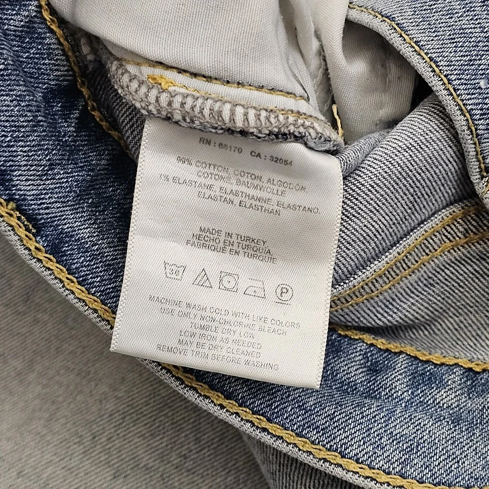 Anthropologie Pilcro Slim Straight‎ Jeans Womens 34W 28L Raw Hem Lace Up Denim